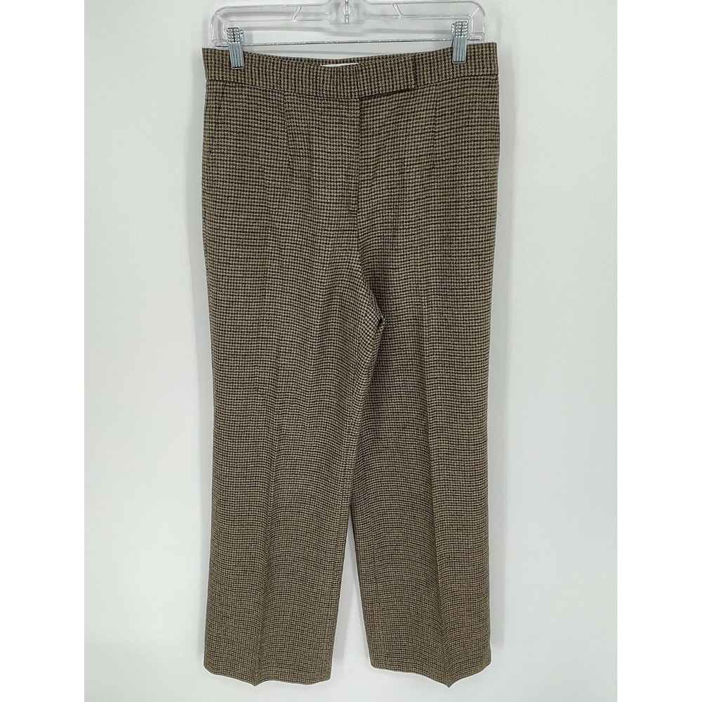Talbots Women's Green Houndstooth Wool Blend Stretch Trousers Size 8‎
